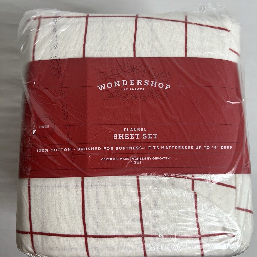 Wondershop at Target Flannel  Twin Sheet Set  Warm White Plaid